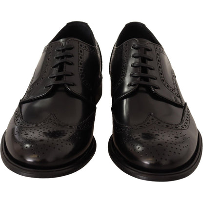 Dolce & Gabbana Black Leather Oxford Wingtip Formal Shoes