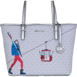 Michael Kors Jet Set Girls Print Medium Signature PVC Carryall Shoulder Tote Handbag (Bright White Multi) WOMAN TOTES