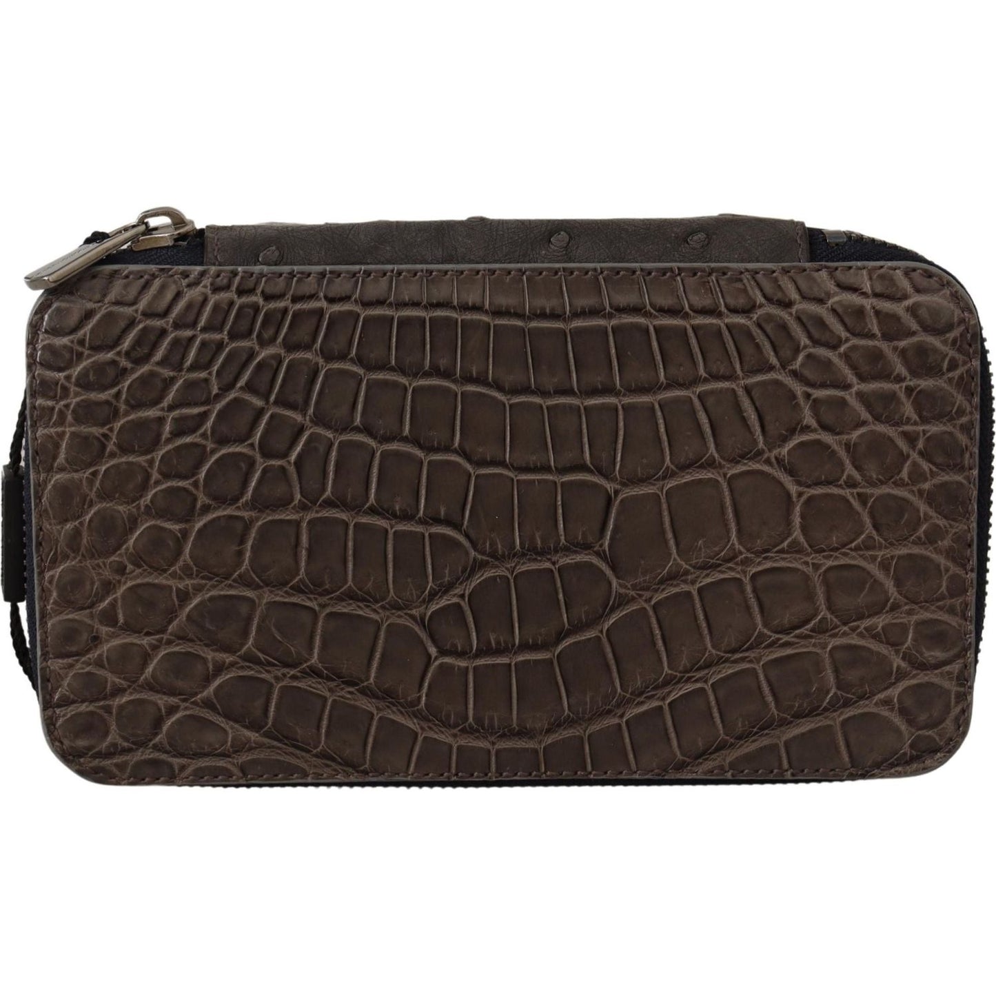 Dolce & Gabbana Gray Skin Leather Vanity Case Toiletry Shaving Bag