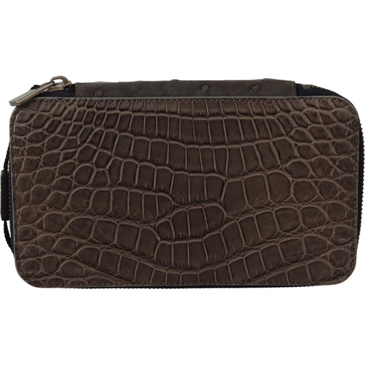 Dolce & Gabbana Gray Skin Leather Vanity Case Toiletry Shaving Bag