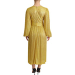 Dolce & Gabbana Yellow Crystal Mesh Pleated Maxi Dress DR2716 -38