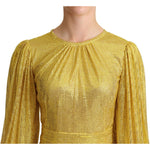 Dolce & Gabbana Yellow Crystal Mesh Pleated Maxi Dress DR2716 -38