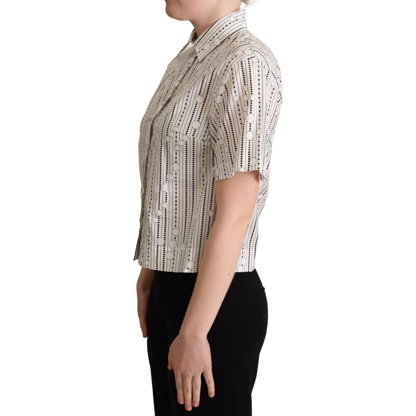 Dolce & Gabbana White Circles Dots Collared Button Up Shirt