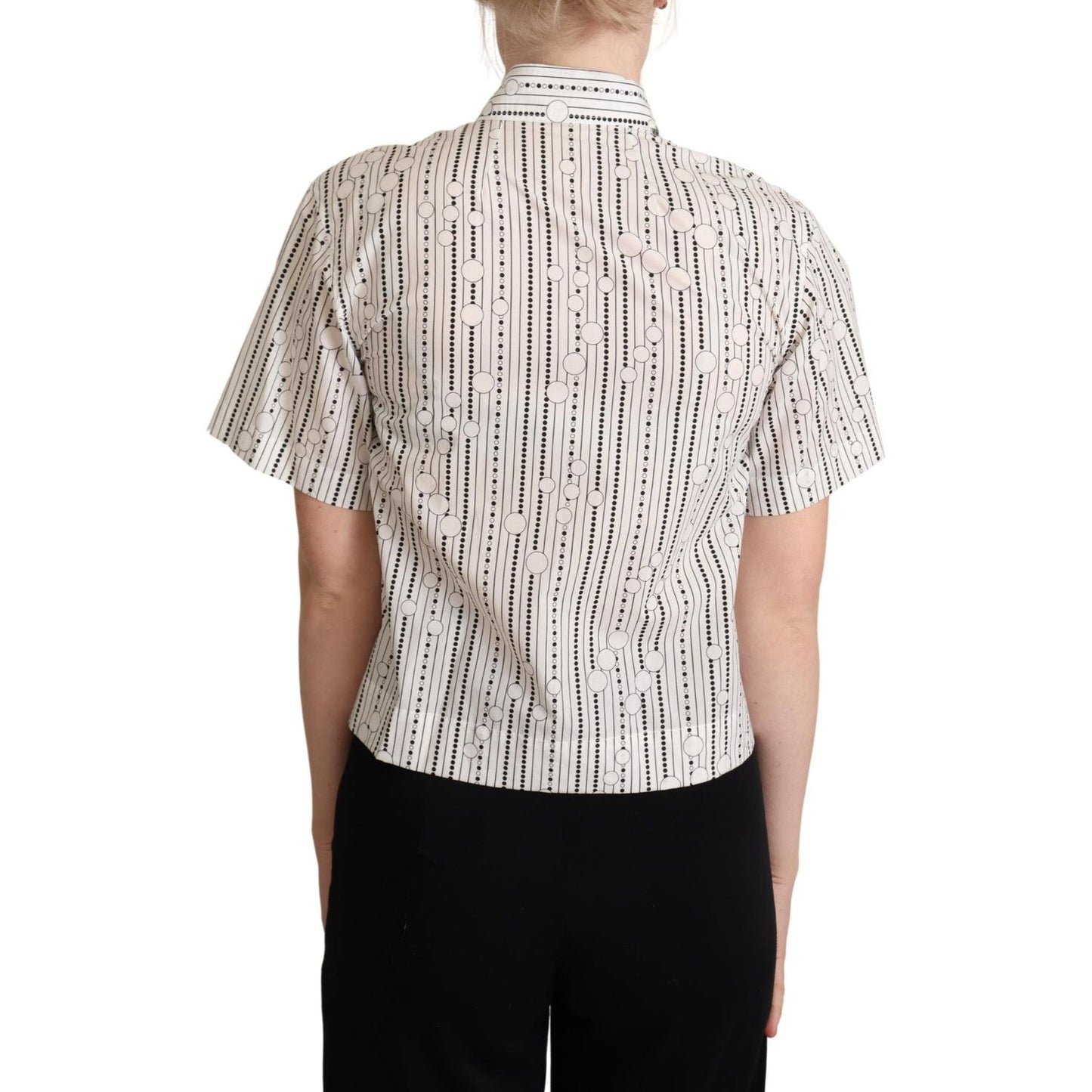 Dolce & Gabbana White Circles Dots Collared Button Up Shirt