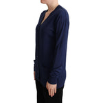 Dolce & Gabbana Blue Virgin Wool Button Down Cardigan Sweater