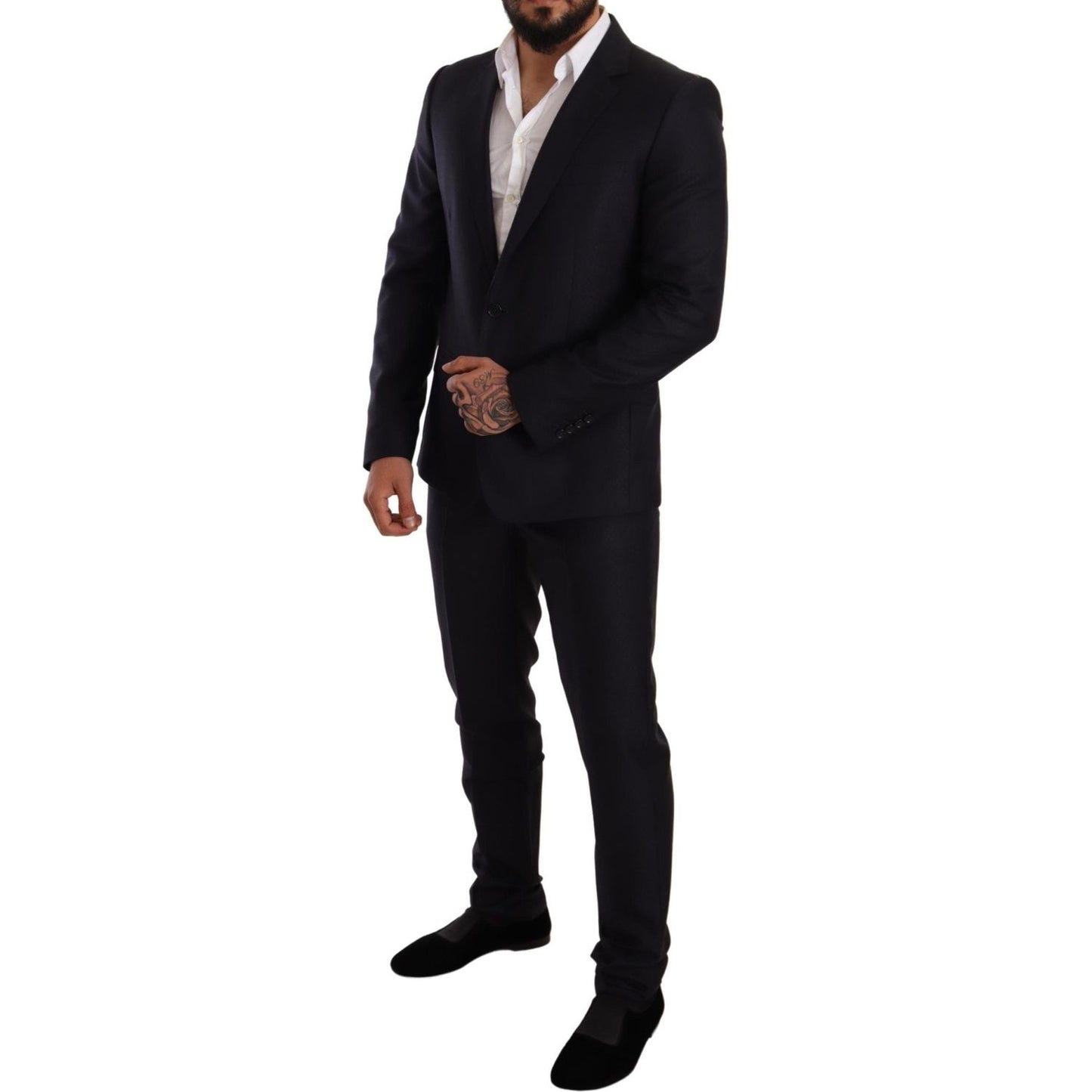 Dolce & Gabbana Blue Pattern MARTINI SLIM FIT 2 Piece Suit Suit