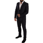 Dolce & Gabbana Blue Pattern MARTINI SLIM FIT 2 Piece Suit Suit