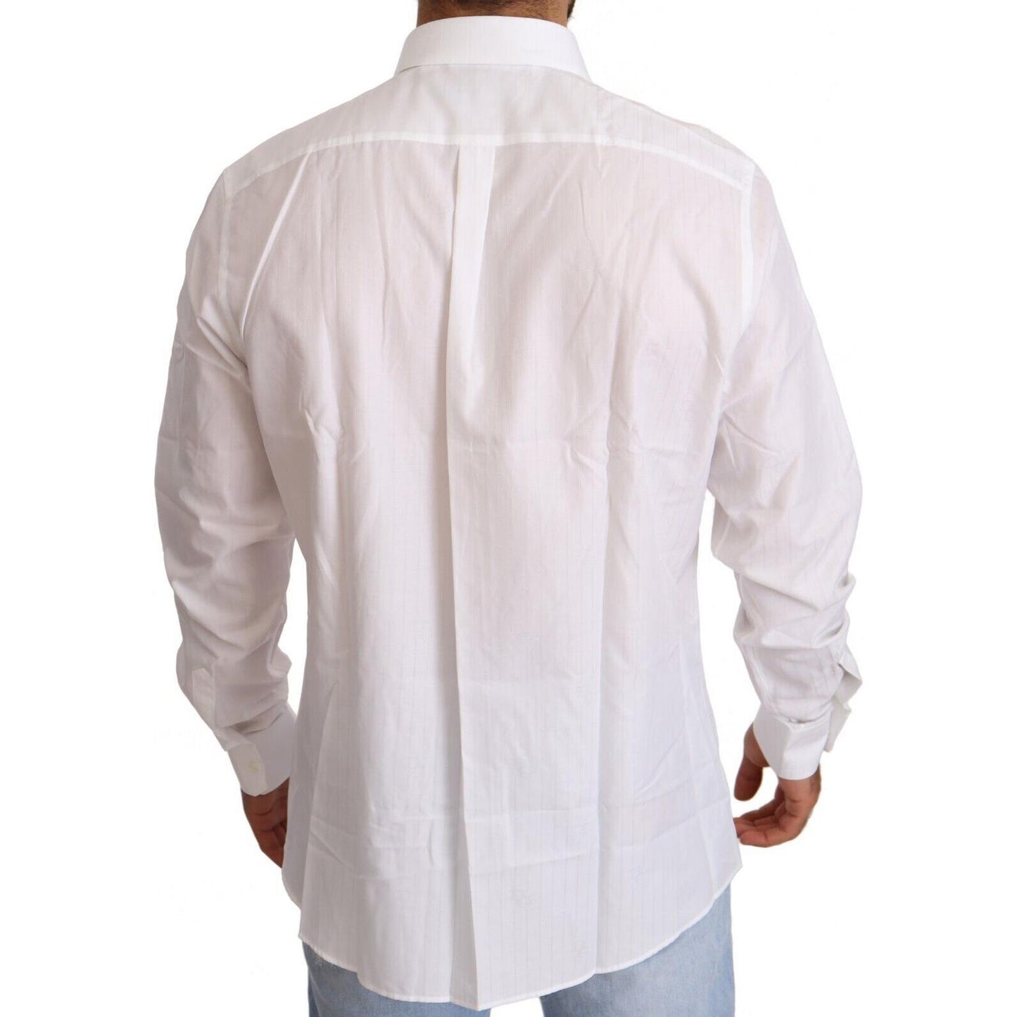 Dolce & Gabbana White Cotton Slim Fit Men MARTINI Shirt MAN SHIRTS
