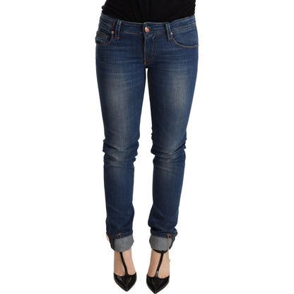 Acht Blue Washed Low Waist Skinny Denim Jeans Pant