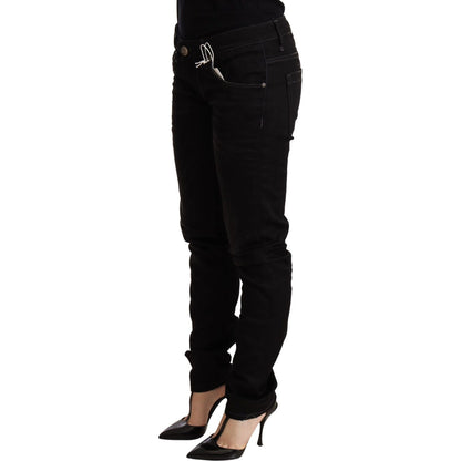 Acht Black Low Waist Skinny Denim Cotton Trouser