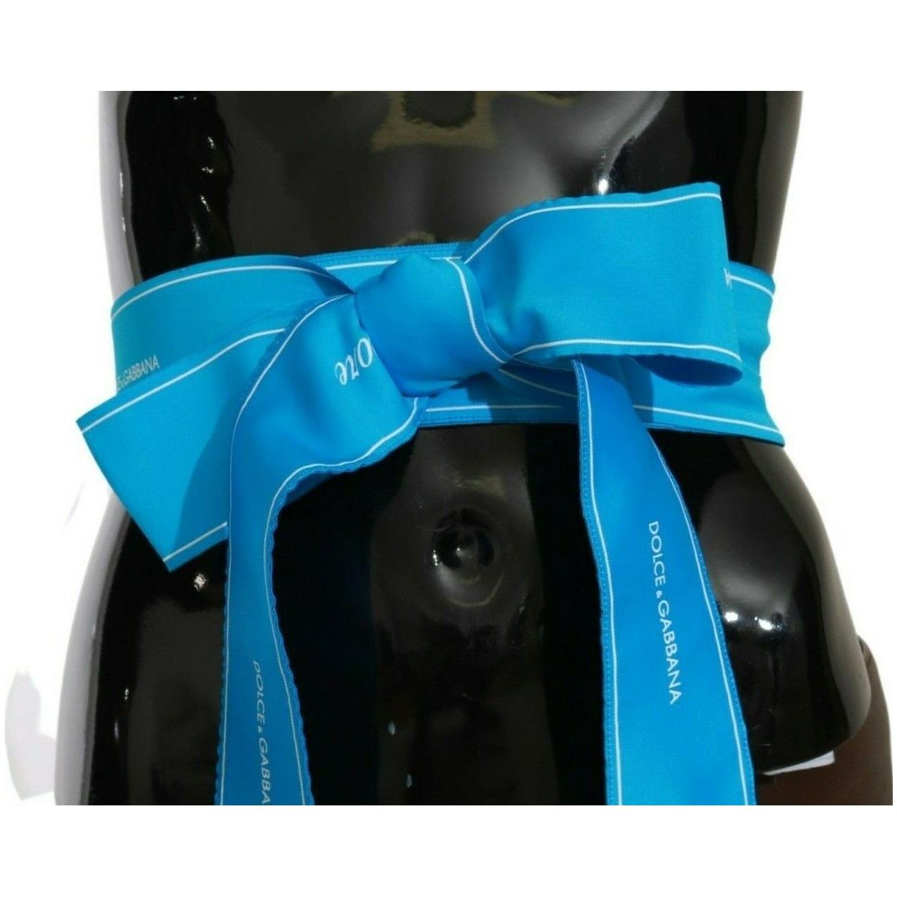 Dolce & Gabbana Blue Waist Ribbon Wide Bow Belt WOMAN BELTS