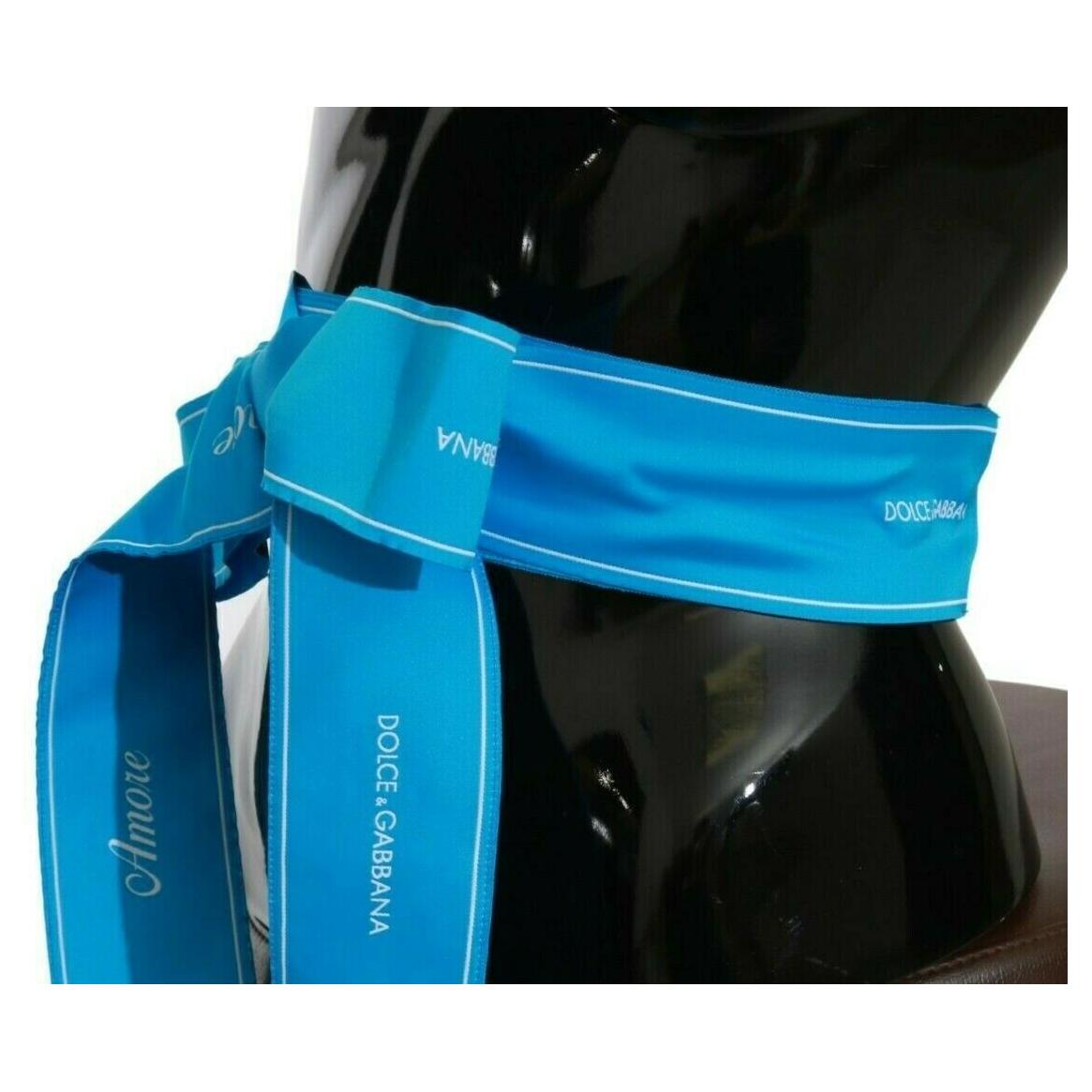 Dolce & Gabbana Blue Waist Ribbon Wide Bow Belt WOMAN BELTS
