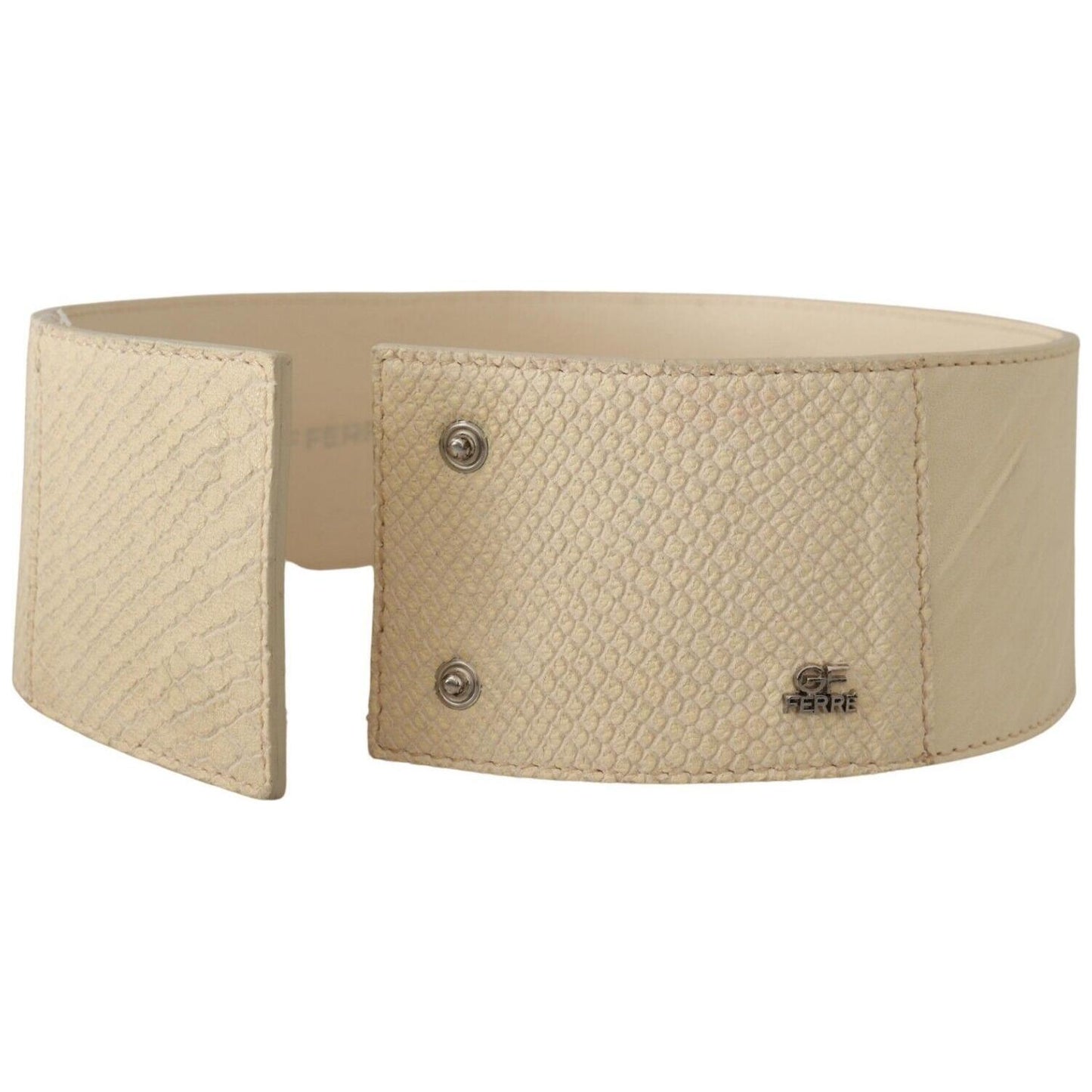 GF Ferre White Waxed Cotton Wide Fashion Belt