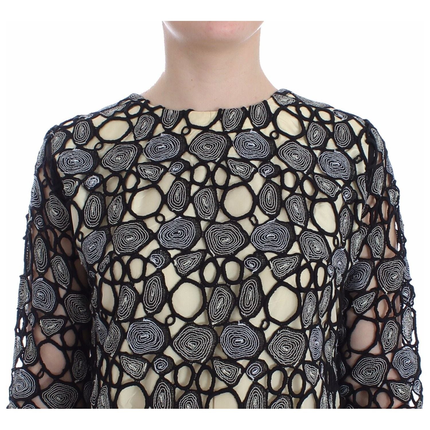 Lanre Da Silva Ajayi Black Cream Sheath Dress Shift Mini Dress