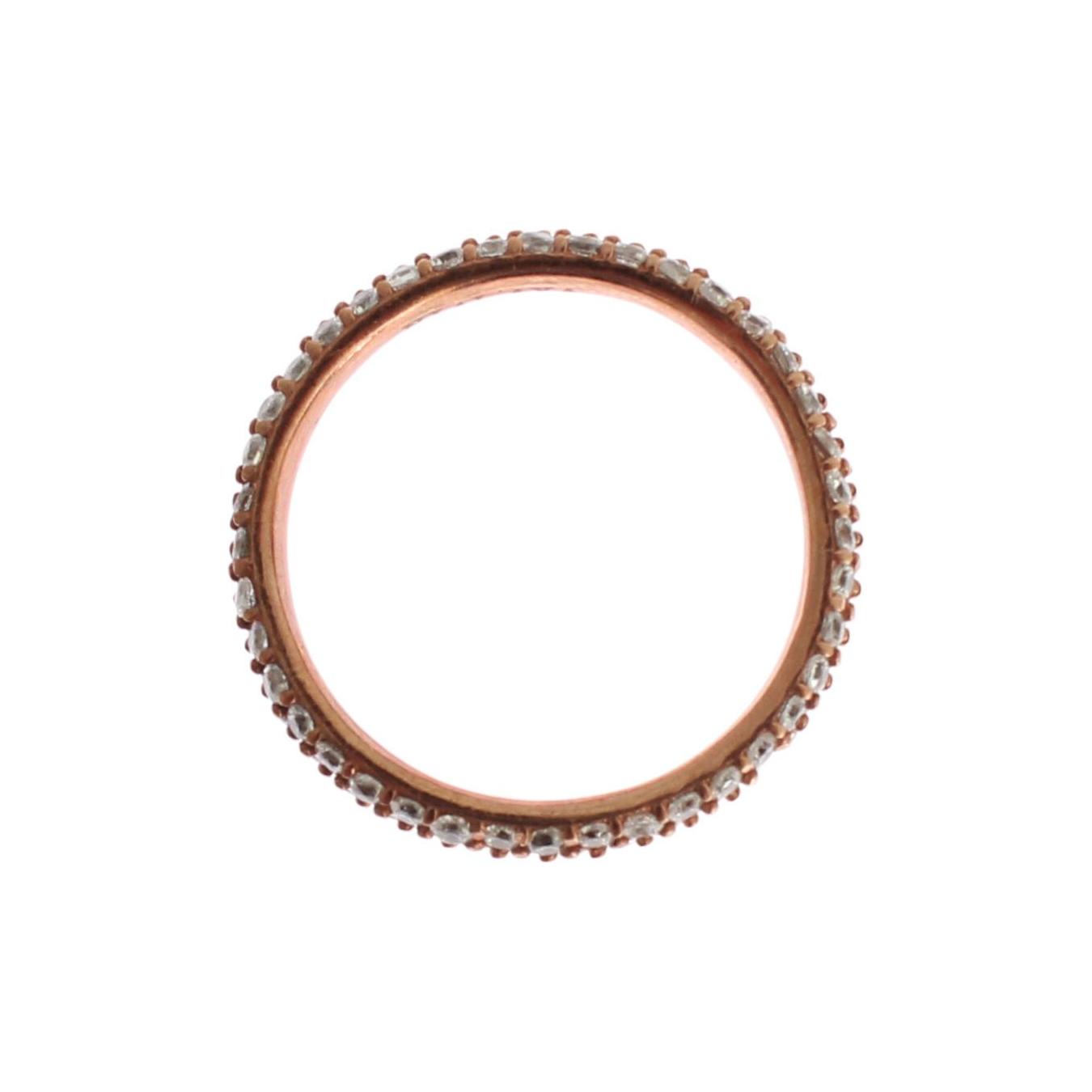 Nialaya Pink Gold 925 Silver Clear CZ Ring