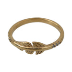 Nialaya Gold Feather Clear CZ 925 Silver Women Ring