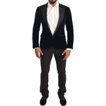 Dolce & Gabbana Blue Velvet Cotton Slim Fit Smoking Suit