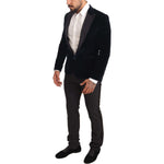 Dolce & Gabbana Blue Velvet Cotton Slim Fit Smoking Suit