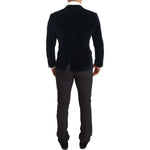 Dolce & Gabbana Blue Velvet Cotton Slim Fit Smoking Suit
