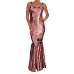 Dolce & Gabbana Pink Sequined Sheath Crystal Dress Gown