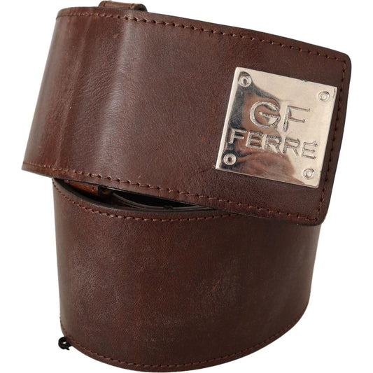 Costume National Belt Black Leather Silver Buckle Waist Belt MAN BELTS