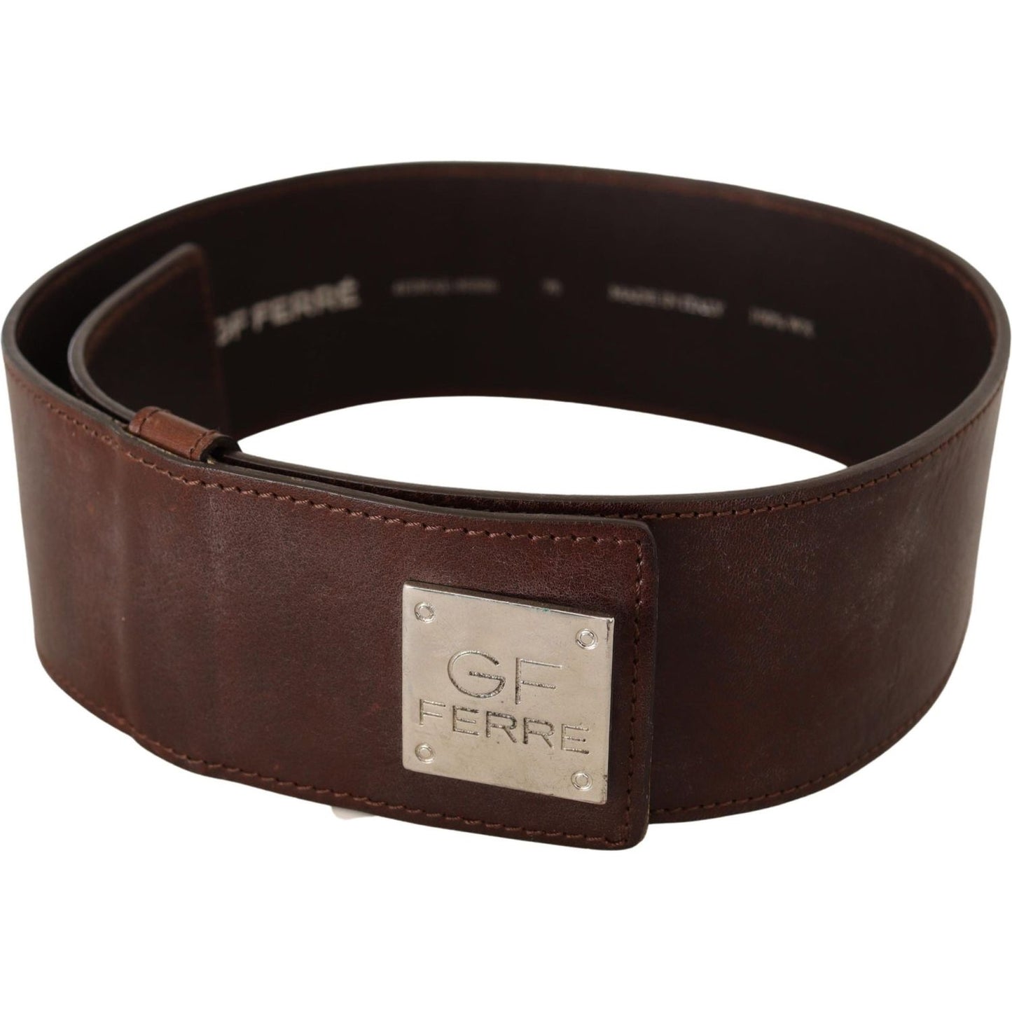 Costume National Belt Black Leather Silver Buckle Waist Belt MAN BELTS