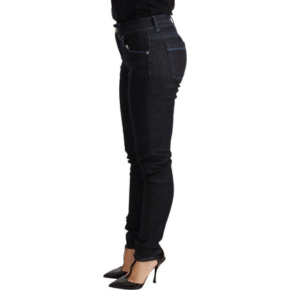 Acht Blue Cotton Low Waist Slim Fit Denim Women Trouser Jeans Jeans & Pants