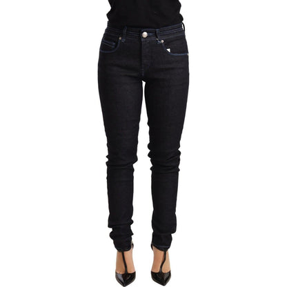 Acht Blue Cotton Low Waist Slim Fit Denim Women Trouser Jeans Jeans & Pants