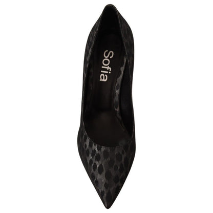 Sofia Black Leopard Leather Stiletto High Heels Pumps Shoes WOMAN PUMPS