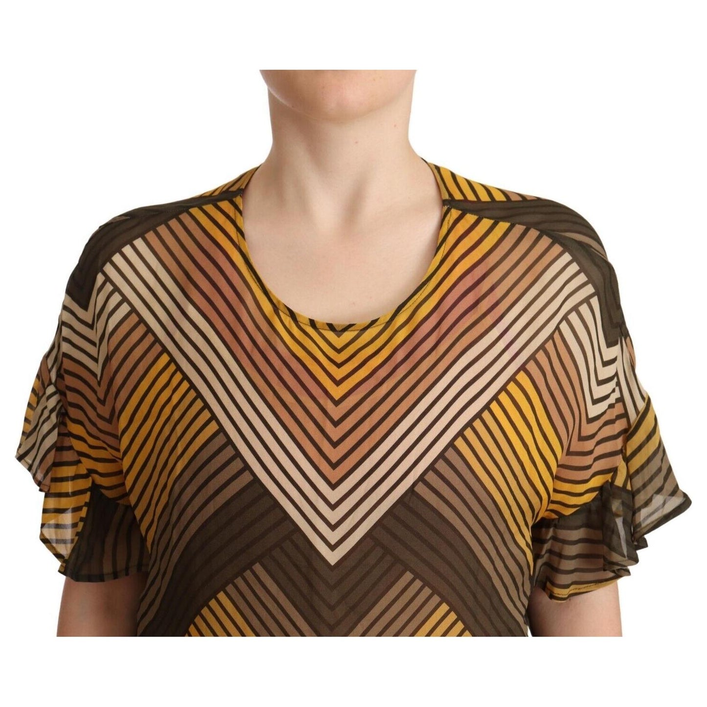 Twinset Multicolor Stripes Short Sleeves Round Neck Top Blouse