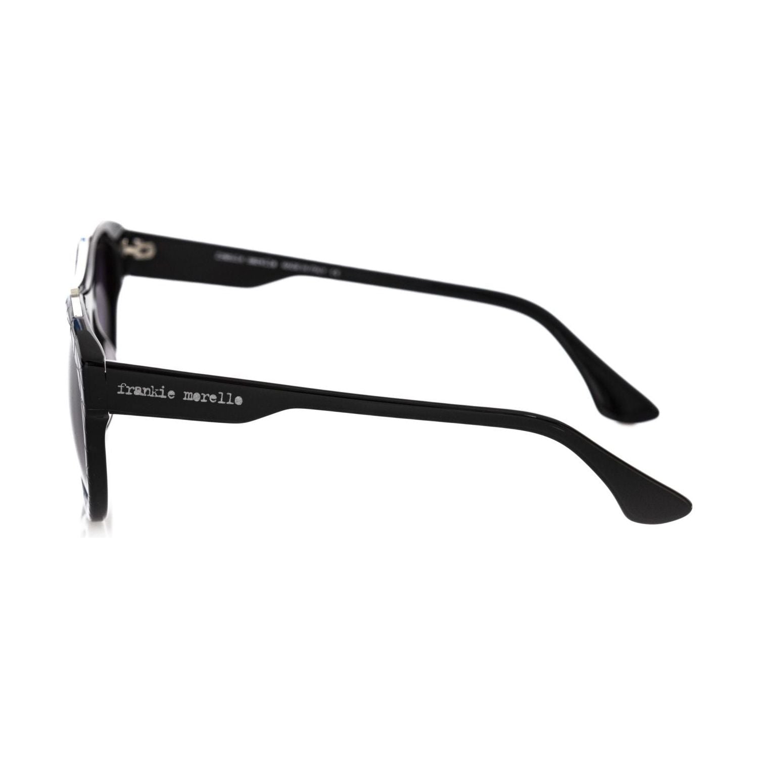 Frankie Morello Black Acetate Men Sunglasses