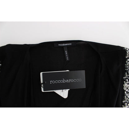 Roccobarocco Black Embellished Jersey Mini Sheath Short Dress Dresses
