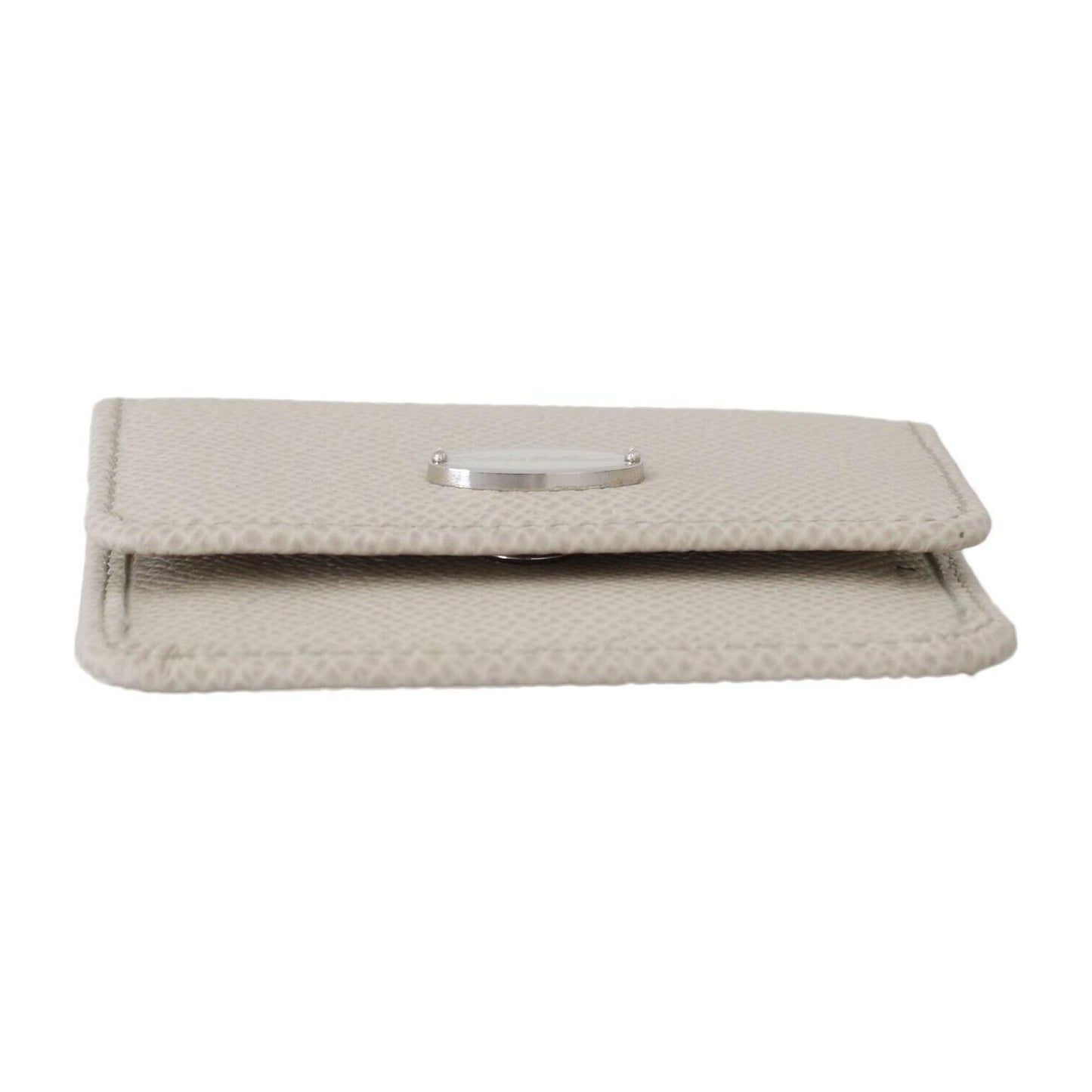 Dolce & Gabbana White Dauphine Leather Holder Pocket Wallet Condom Case