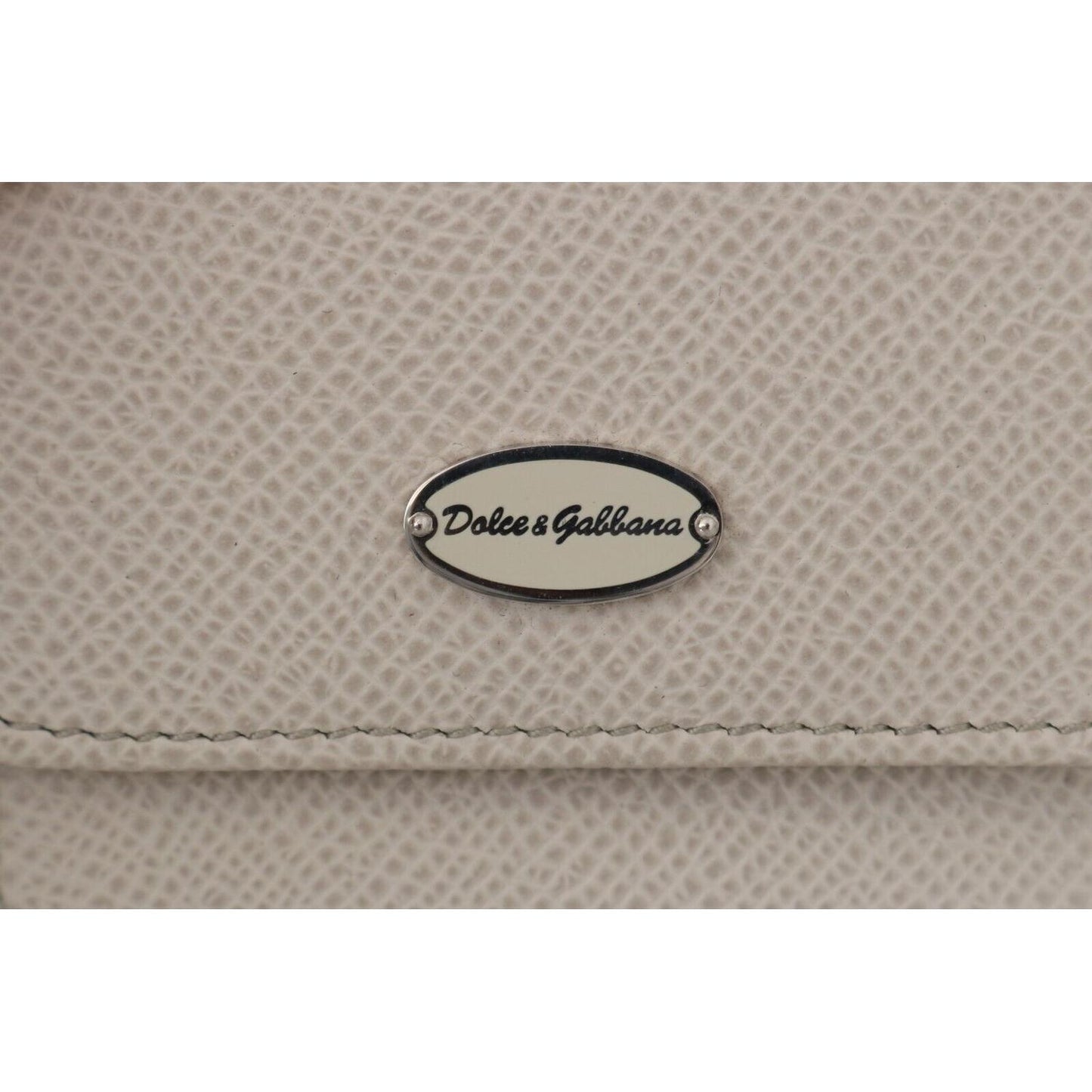 Dolce & Gabbana White Dauphine Leather Holder Pocket Wallet Condom Case
