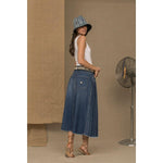 Don The Fuller Blue Cotton Women Skirt Jeans & Pants