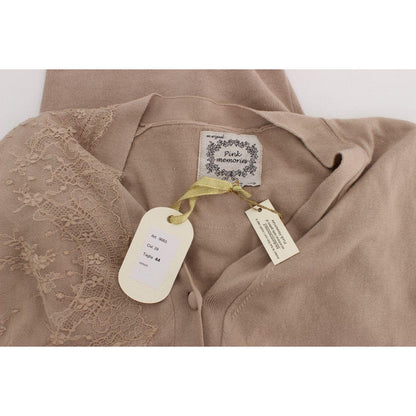 PINK MEMORIES Pink Lace Cotton Cardigan Sweater