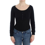 Ermanno Scervino Chic Cropped Black Wool-Cashmere Sweater Ermanno Scervino Tan