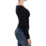 Ermanno Scervino Chic Cropped Black Wool-Cashmere Sweater Ermanno Scervino Dark Slate Gray