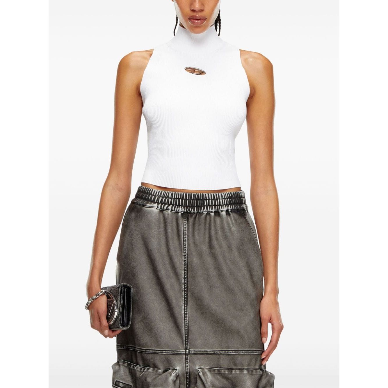 Diesel Ribbed-knit turtleneck top Topwear