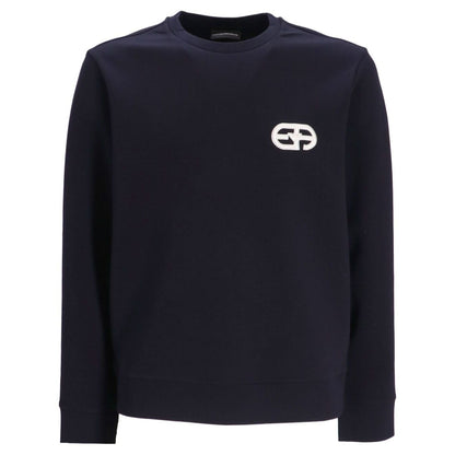 Emporio Armani Double-jersey sweatshirt with embossed embroidered EA logo Topwear