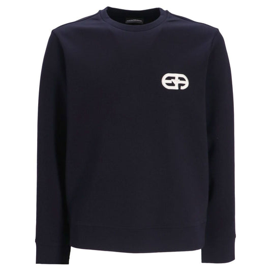 Emporio Armani Double-jersey sweatshirt with embossed embroidered EA logo Topwear
