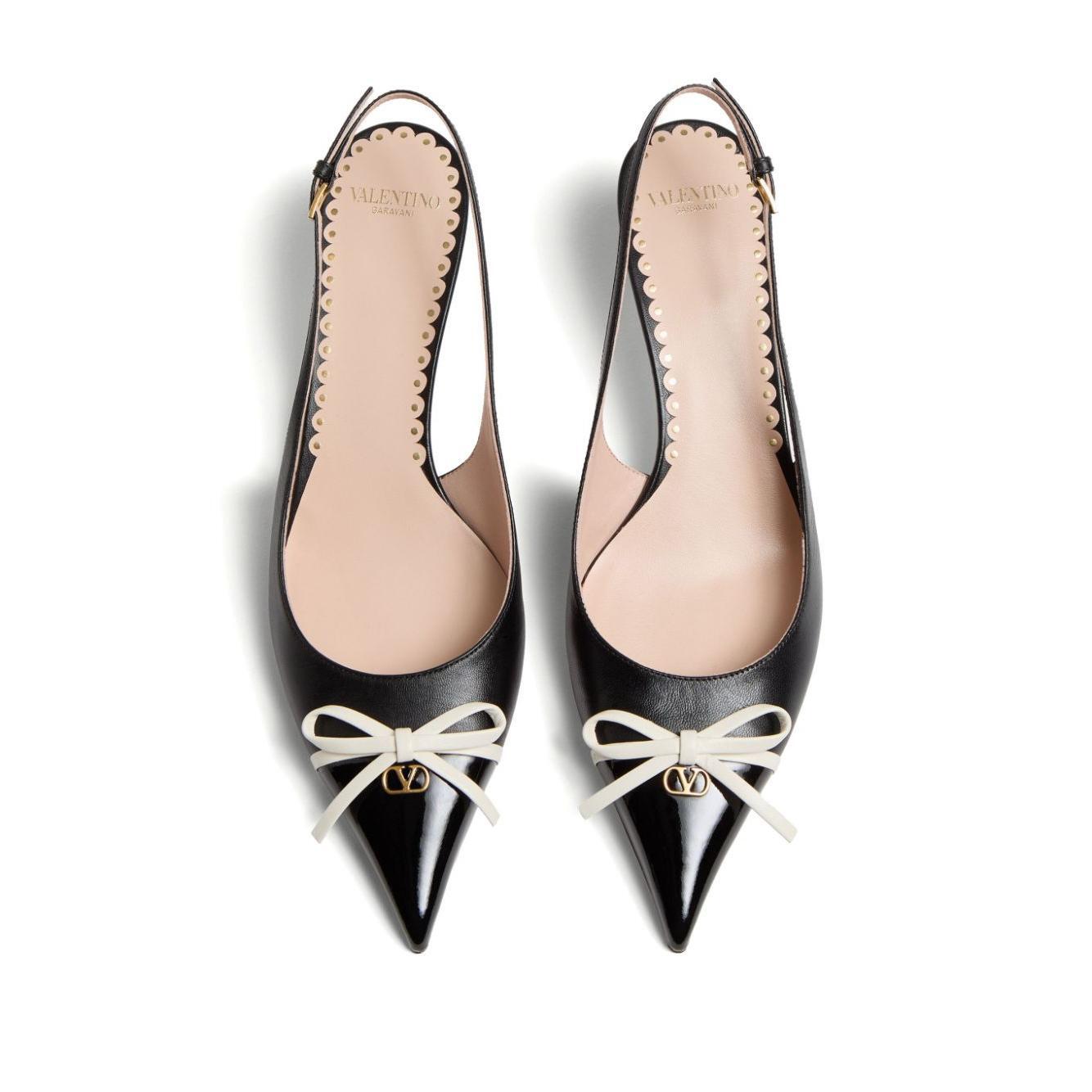 Valentino Garavani Bepointy 45mm Patent Leather and Kid Slingback Pumps WS0LL3DAL790-P25