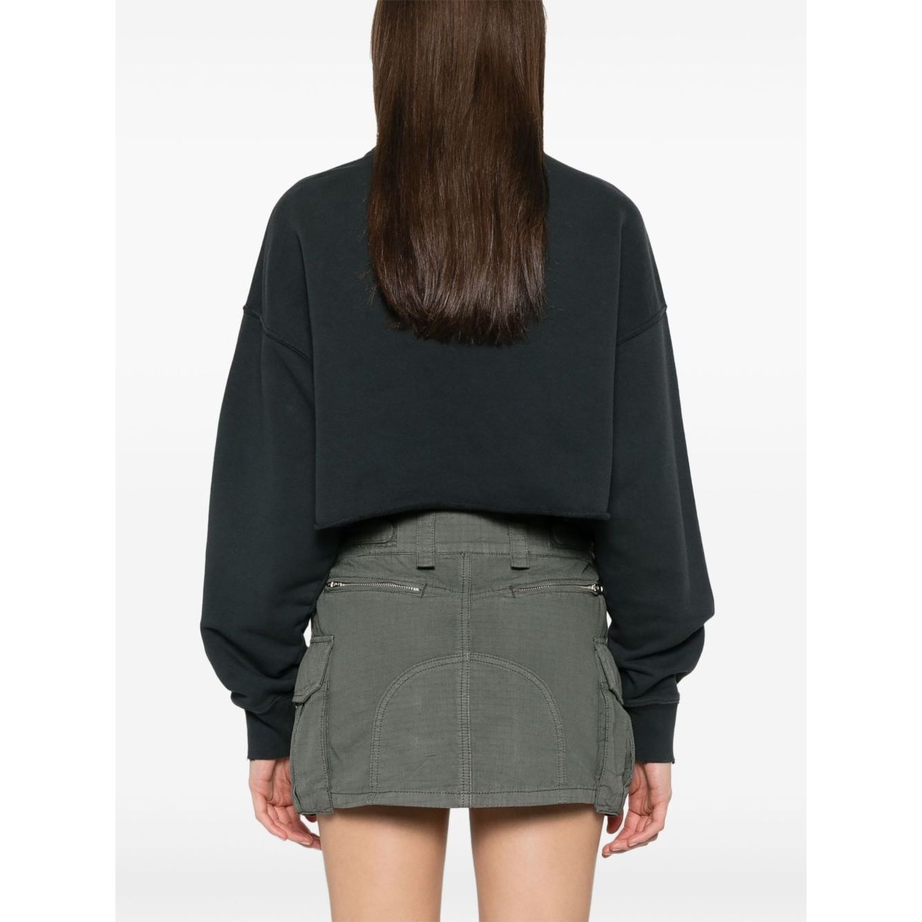 Golden Goose Cropped Cotton Sweatshirt with Crystals on the Front Topwear