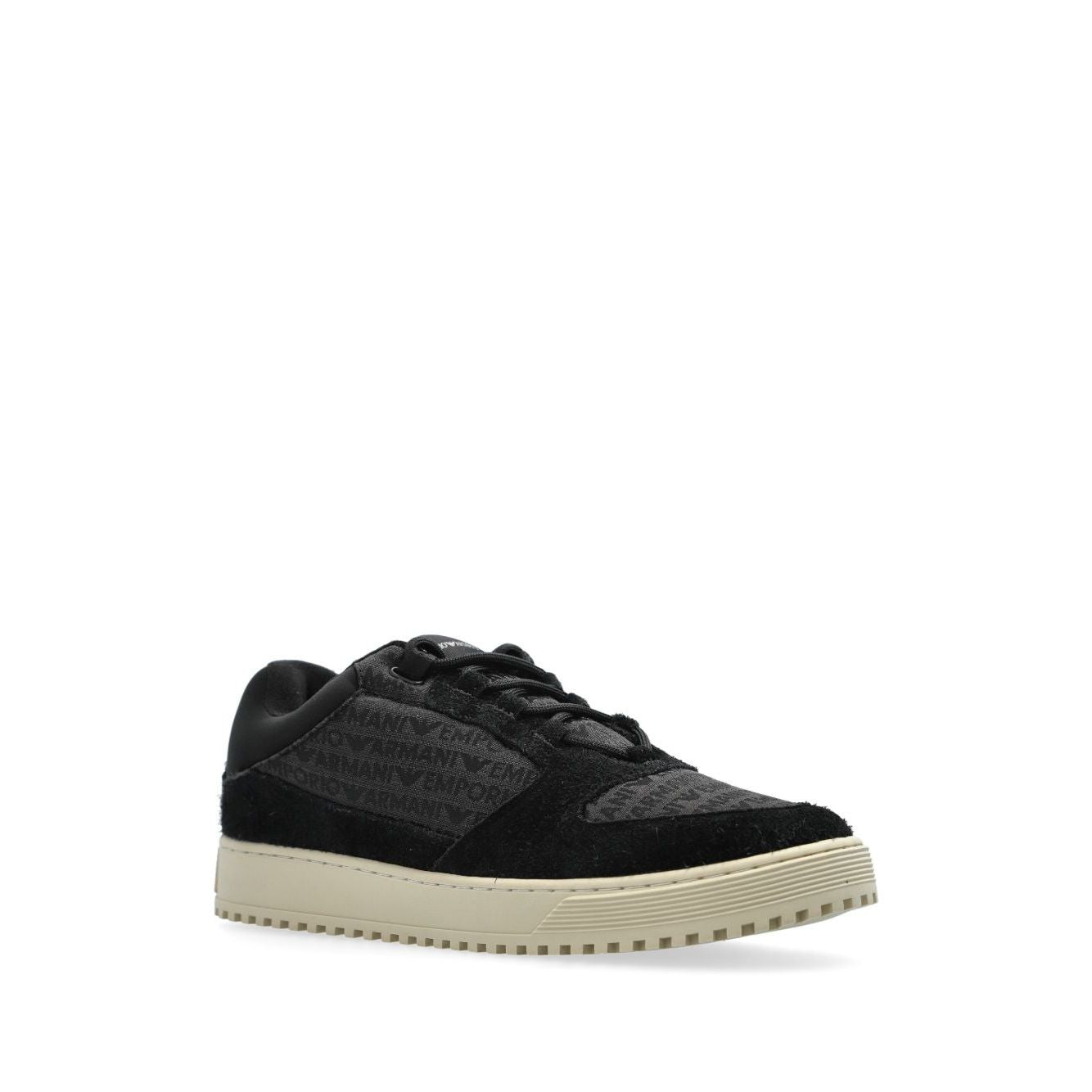 Emporio Armani Sneakers in jacquard fabric with logo lettering and suede