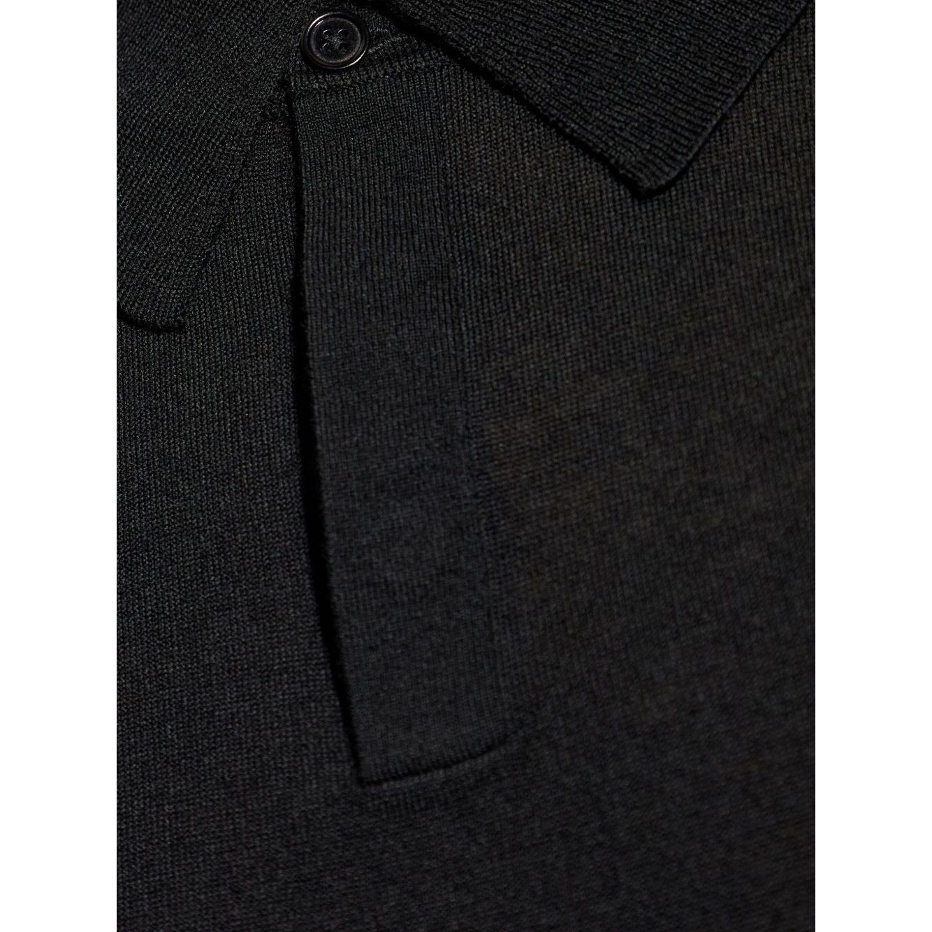 Paul Smith T-shirts and Polos Black, wool polo shirt with button fastening, long sleeves, ribbed cuffs and hem
