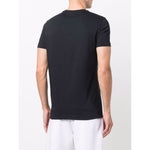 Back view of Emporio Armani T-shirts and Polos Blue in navy blue cotton with short sleeves and logo patch.