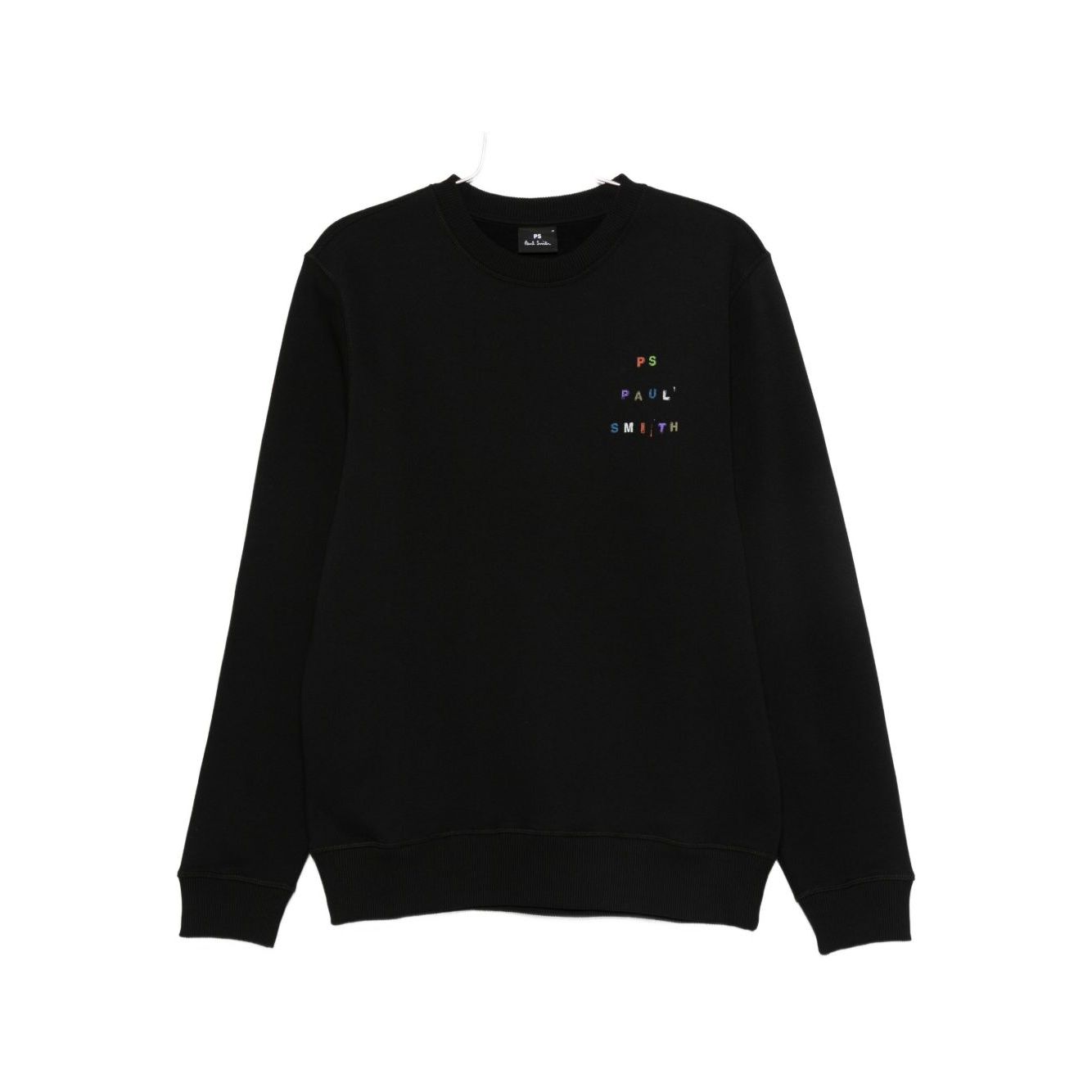 PS By Paul Smith Sweaters Black crew neck sweatshirt with embroidered logo and long sleeves.