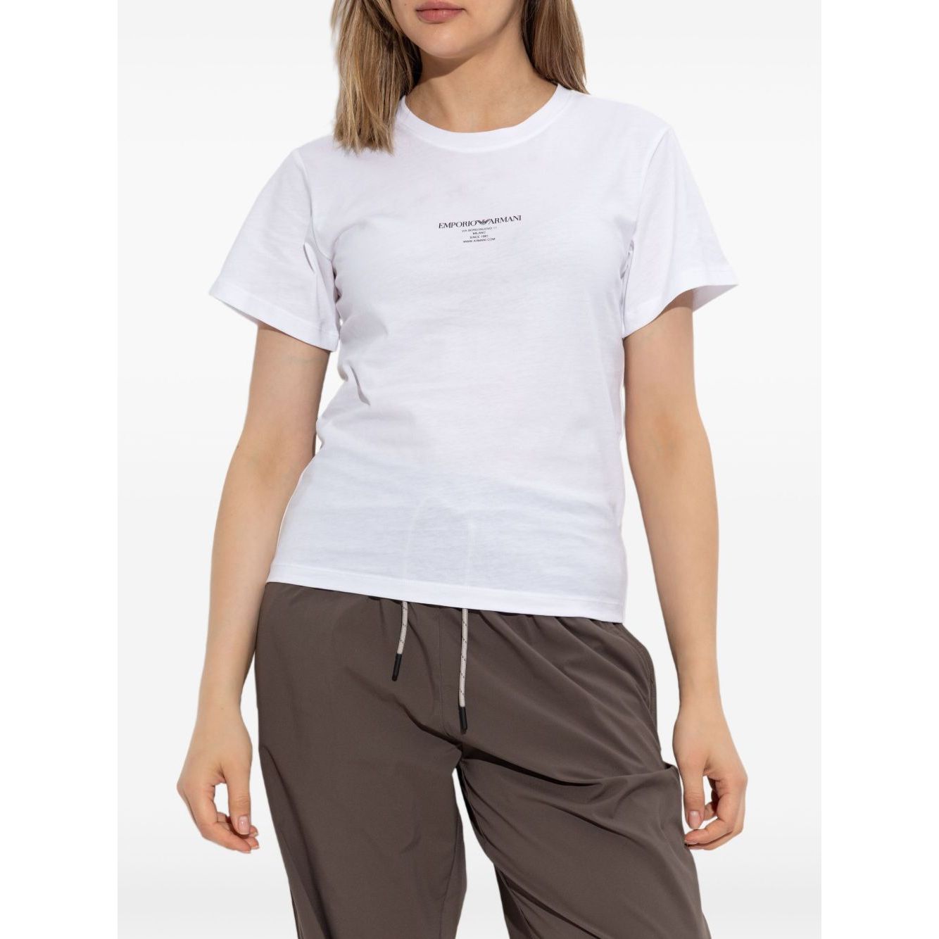 Emporio Armani T-shirts and Polos White organic cotton short sleeve crew neck with logo print
