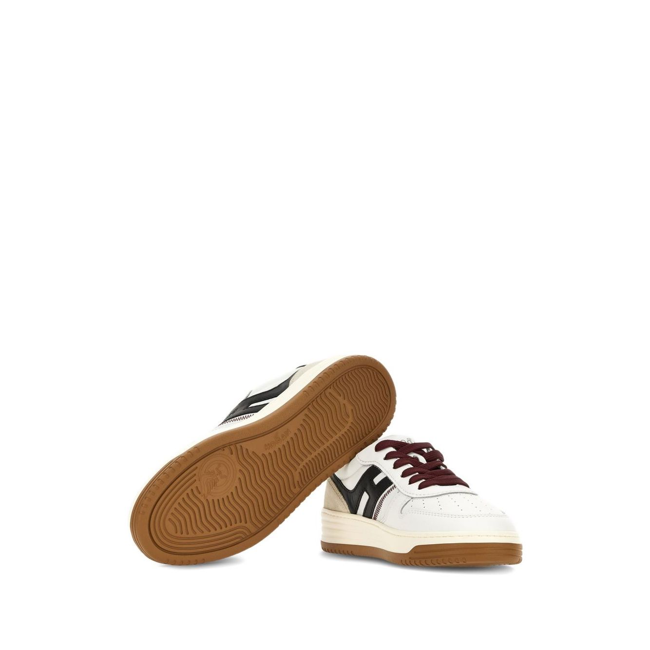Hogan Pre Sneakers Hogan H630 featuring white contrasting panels, lace-up fastening, suede detail, rubber sole, and perforated toe box.