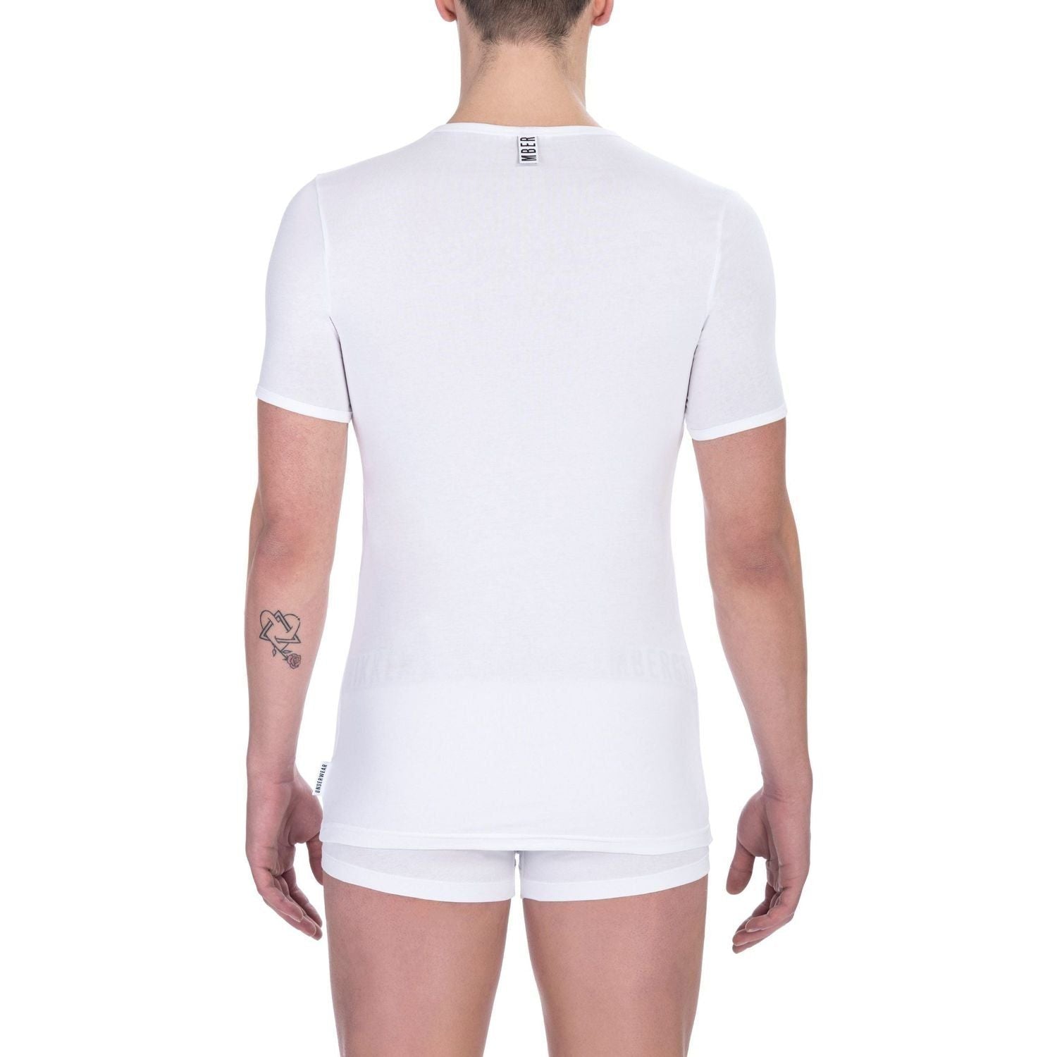 Bikkembergs White Cotton Men's V-Neck T-Shirt